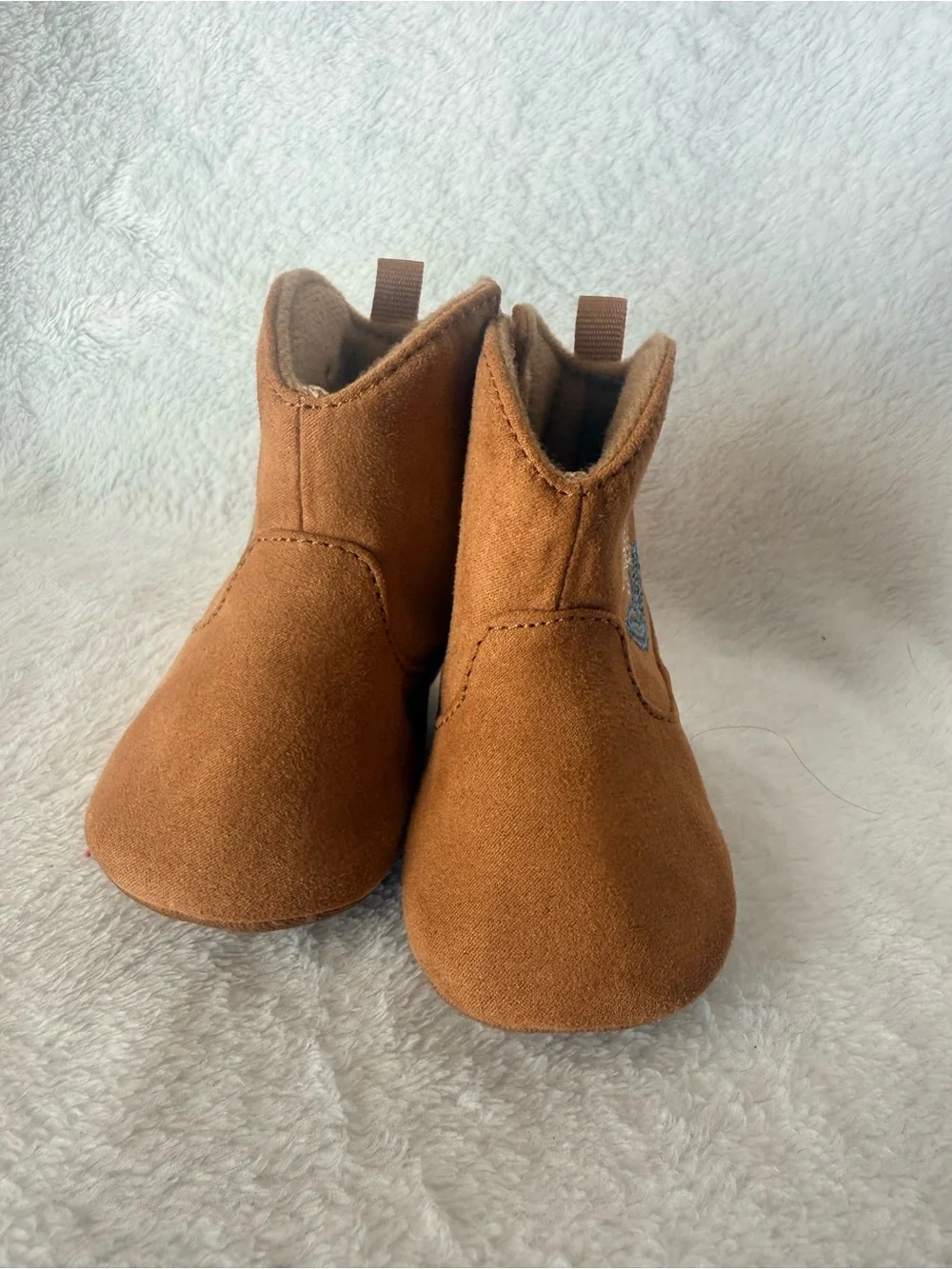Kids Brown Suede Flower Booties